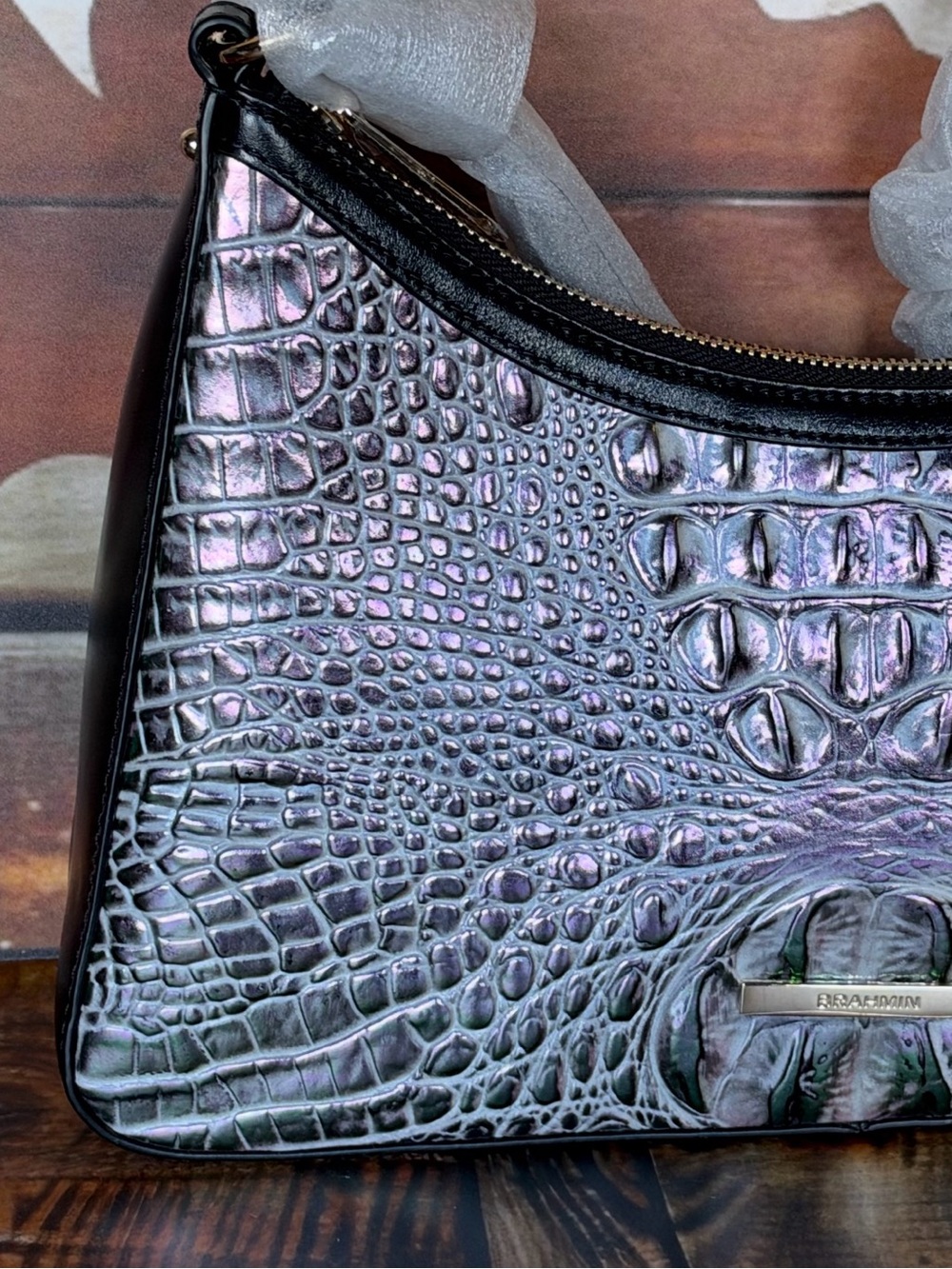 FIRM >> BRAHMIN NWT DUSK GLEAMING ESME SATCHEL ~ GENUINE LEATHER PRICE FIRM HTF